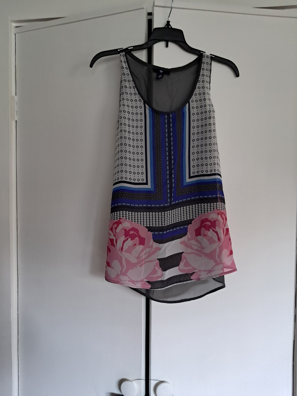 GAP Pink & Blue Floral Border Sleeveless Camisole